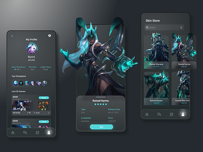 League of Legends mobile app app design game design games gaming league of legends minimal moba rpg ui uiux ux web