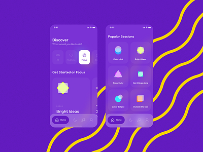 Focus & Meditation App app carmen sans focus ios meditate meditation minimal music sleep sounds ui ux