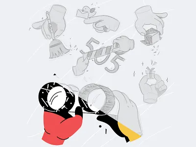 Sketch Set of illustration "Hand" vector illustration