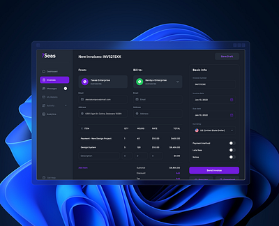 7Seas Invoice Dashboard Page dashboard design figma figmaafrica finance fintech invoice ui