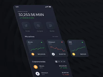 Crypto App bitcoin bitcoin app blockchain crypto crypto app cryptocurrency dashboard ethereum figma mexico mobile app mobile crypto ui ux