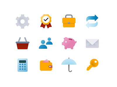 Banking Icons bank finance flat gradients icons money pig ui vector