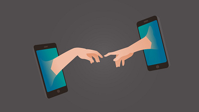 Love alexion distance hands illustration iphone love screen smartphone vector