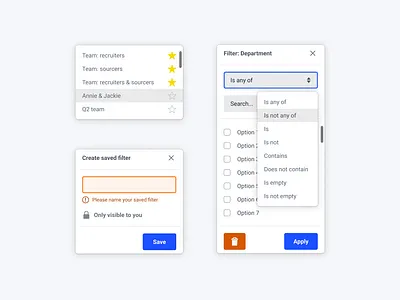Dashboard components and modals component dashboard dashboardcomponents dashboarddesign filter filtering filters modal nielsjoop product productdesign savedfilters ui ux uxdesign