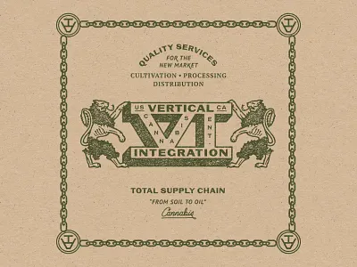 Vertical Integration animals badge branding cannabis classic design farm farming graphic design illustration industrial lettering logo marijuana plants type typography vintage weed