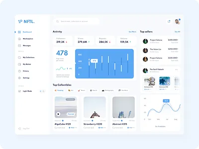 NFTL.markeplace branding chart crypto dashboard design graph marketplace nft ui uiux ux webdesign
