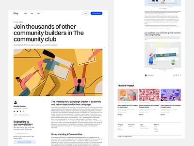 Blog Page Design article blog design blogging blogpage blogpost clean design illustration landing page landing page ui minimalistic typography ui ux web