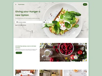 Food Delivery Landing Page clean color design designers flat icon landing page logo minimal typography ui ux web