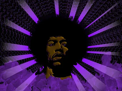 Hendrix Haze 1960s cosmic design graphic design guitar haze hendrix illustration illustrator photoshop purple rock music