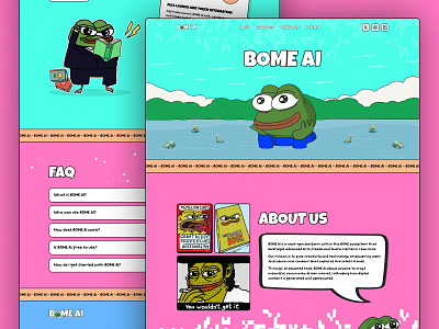 BOME AI - Meme Website bome documents landingpage meme meme coin meme coin website design meme token memecoin webdesign memecoinlanding page mobile app design mobile scanner mome ai v web design webdesign website design