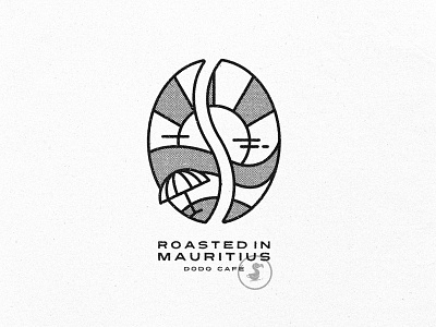 Roasted in Mauritius beach black and white caffeine coffee coffee addict coffee lover digital art half tone illustration island island life island lover line art minimal nft ocean print travel tropical