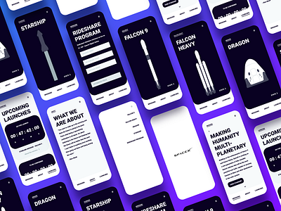 SpaceX App 2 app branding dark design figma illustration light mode space typography ui ux vector