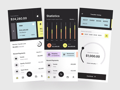 Finance Mobile App app bank card design finance finance mobile app modern modern ui ui userinterface wallet