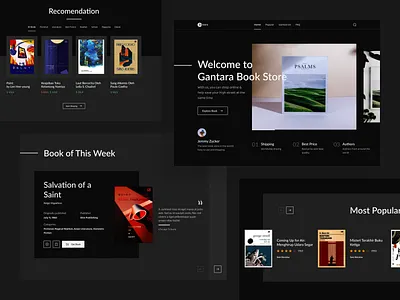 Gantara Dark Mode - Bookstore Website book bookstore design landingpage layout store ui ui ux uidesign ux web web design website
