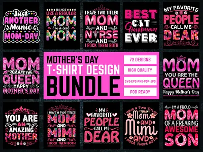 Mother's Day T-Shirt Design Bundle graphic design mom