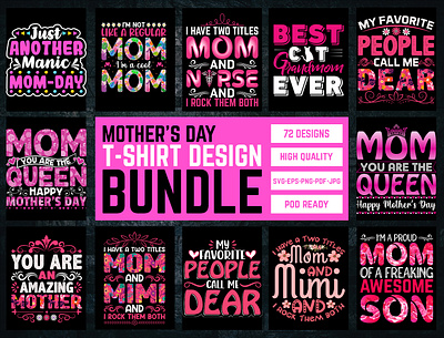 Mother's Day T-Shirt Design Bundle graphic design mom