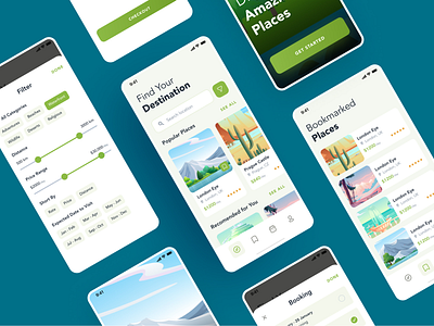Travel App UI Exploration agency android app application booking design filter ios mobile reservation search splash screen ticket tourism travel travel app trip ui ux vacation