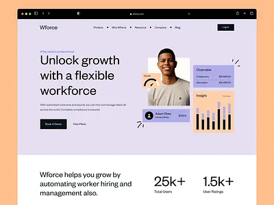 Wforce Web Design design graph header hiring hr human resource landing page management popular saas trend ui ui ux ui design ux uxdesign web design web ui webheader website