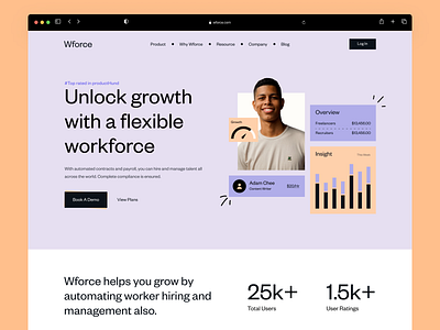 Wforce Web Design design graph header hiring hr human resource landing page management popular saas trend ui ui ux ui design ux uxdesign web design web ui webheader website