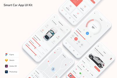 Smart Car App UI Kit app car design rental smart ui ui design ui kit ux