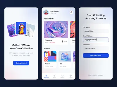 NFT Mobile App app dark ui illustration nft ui design