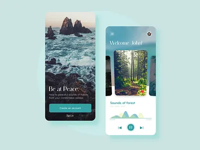 Ambient Sounds App app clean meditation mobile mobile ui nature sound app ui user interface ux