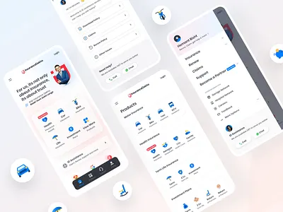 InsuranceDekho Rebranding health insurance landing page life motor red safe secure ui web website