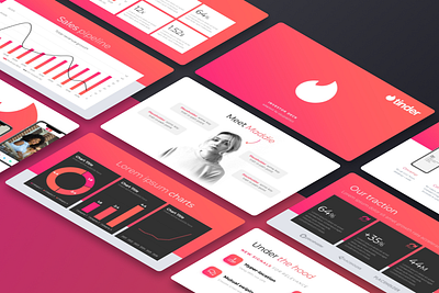 Tinder Pitch Deck Template app dating design gradient graphic design investor keynote minimalist mobile app orange pink pitch deck powerpoint ppt presentation slides startup tech template tinder