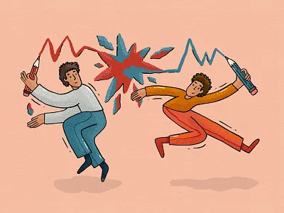 Round 2d collaboration design designer digital art drawing duo front end illustration illustrator pencil round splash spot together work