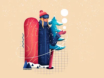 In awe design drawing icon illustration illustrator mountains nature poster ski snowboarder snowboarding winter