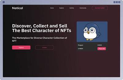 NFT Landing page design typography ui ux