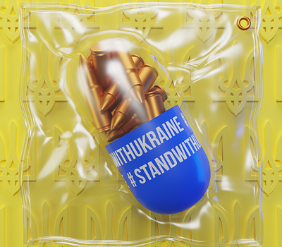 StandWithUkraine 3d addills blue nft pills pray support ukraine war yellow