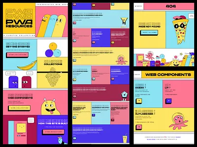 PWA - Progressive Web Apps affinity designer artwork brutalist character design colorful graphic design grid illustration psychedelic resource responsive tool ui vector art web design webdesign webpage