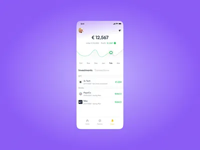 [redacted] - Wallet and investments app clean fintech interface ios startup ui