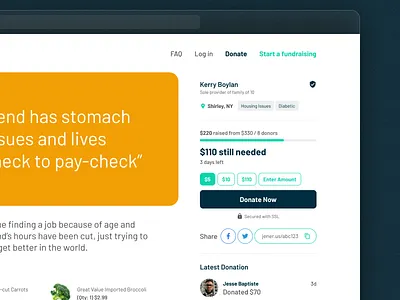 Crowdfunding Donation Platform campaign cart clean covid crowdfund crowdfunding donation fundraise fundraising groceries interface jenerus ui webapp website