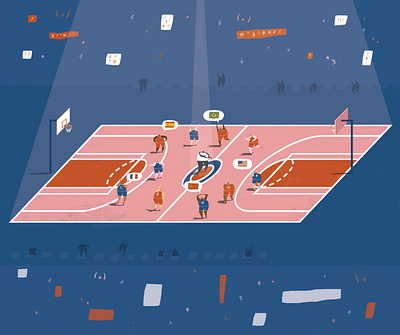 Swearing in Basketball - NYTimes athletes athletics basketball basketball court basketball illustration court crowd crowd of people editorial games illustration oblique olympics people people playing basketball people playing sports sports sports games sports illustration swearing