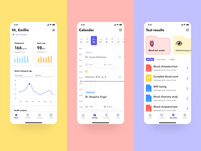 Healthcare mobile app analysis app biology blood test calendar chart design doctor elinext healthcare healthcare app medical medicine medicines mobile app pills test test results ui ux