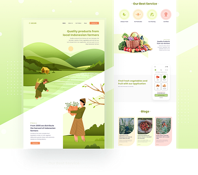 Akar Farm Website branding clean design farm fruits graphic design hero illustration illustration vector minimal ui ui illustration uiuxdesign ux vector vegetables