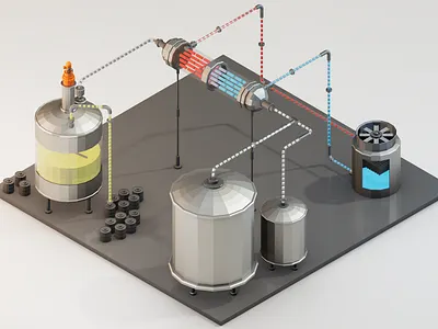 Distillation Process 3d after effect animation cinema 4d design distillation process illustration industry isometric looped low poly motion graphics technical