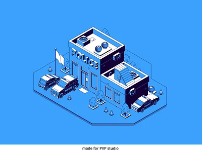 Police station 1 2d art branding creative design drawing graphic design illustration isometric ui vector
