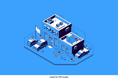 Police station 1 2d art branding creative design drawing graphic design illustration isometric ui vector