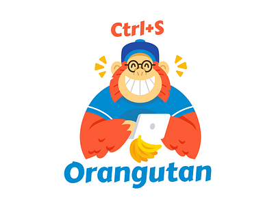 ctrl-save.com t-shirt Design 2/3 banana branding cartoon character cool digital flat friendly funny geek graphic design illustration logo mascot monkey nerd orangutang t shirt vector wwf