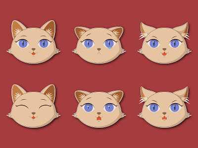 Cute Kitty Stickers cat character characters cute illustration kitty sticker stickers vector