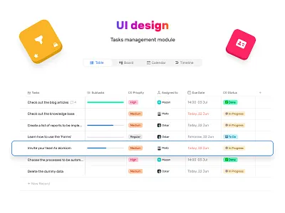 Tasks Management UI app application calendar calendar ui canban canban ui design saas table table ui task task manager tasks tasks management timeline timeline ui ui user experience ux web app