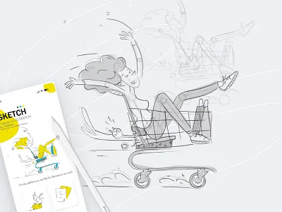 Sketch illustration "Basket shop" from the collection "SKETCH" girl