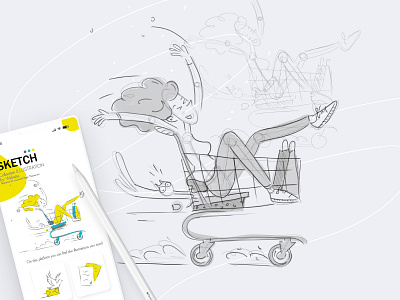 Sketch illustration "Basket shop" from the collection "SKETCH" girl