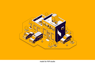 Police station 2 2d art creative design drawing illustration isometric ui vector