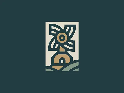 I AM Financial Coaching Logo badge branding dutch hills icon illustration logo nature windmill