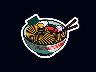 Ramen Sticker 80s badge illustration japan ramen retro sticker vintage