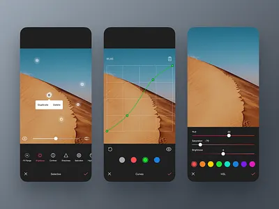 Advanced Editing Features app design edit photo interface mobile tool application ui ux